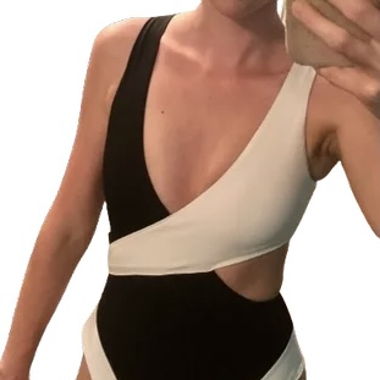 Maillot de bain 1 pièce blanc/noir - T. 34 - Nike