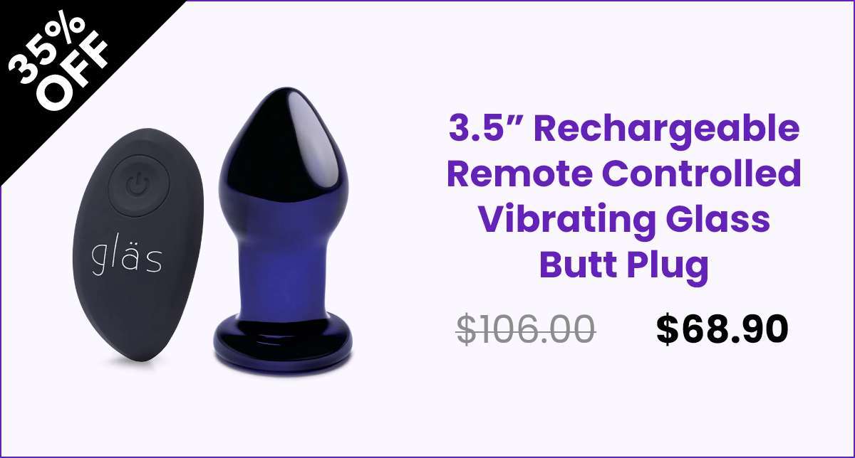 Glas Rechargeable Remote Controlled Vibrating Glass Butt Plug 3.5 Inch