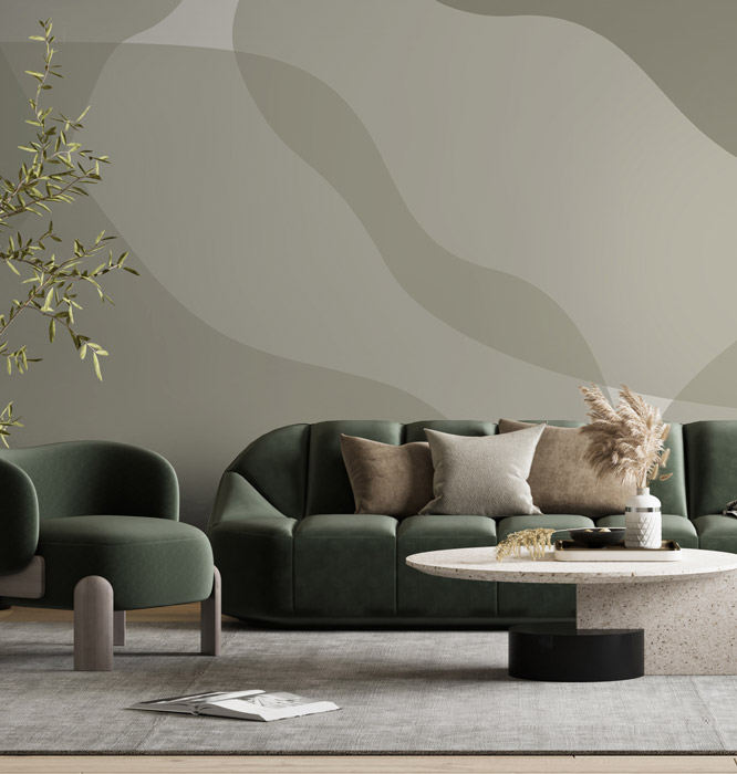 Green abstract shapes wallpaper mural - Feathr™ Official Site