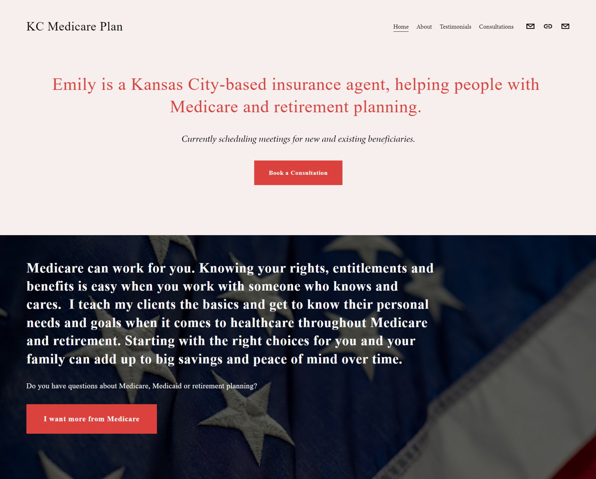 Screenshot of KC Medicare Plan, from the insurance agent websites collection.