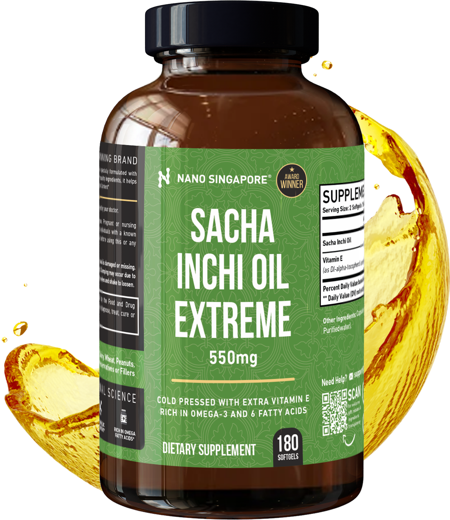 Sacha inchi oil capsules with 40x more Omega-3 than standard plant oils