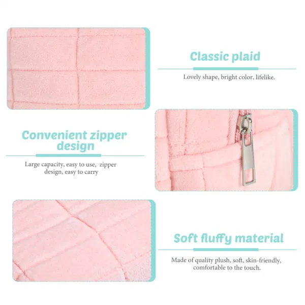 Plush Makeup Bag Checkered Cosmetic Bag Cosmetic Travel Bag - Image 11