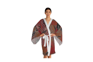 Bohemian Long Sleeve Kimono Robe, Exotic Festival Fashion