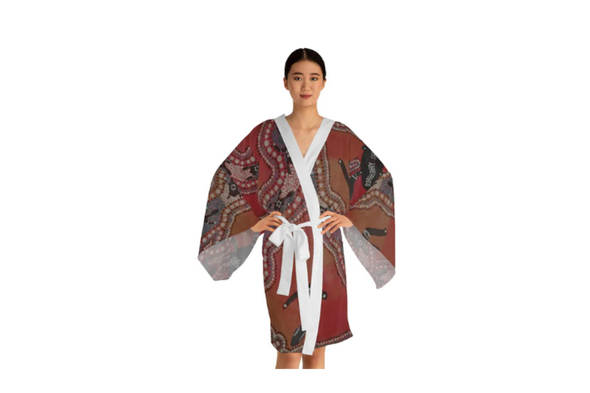 Bohemian Long Sleeve Kimono Robe, Exotic Festival Fashion