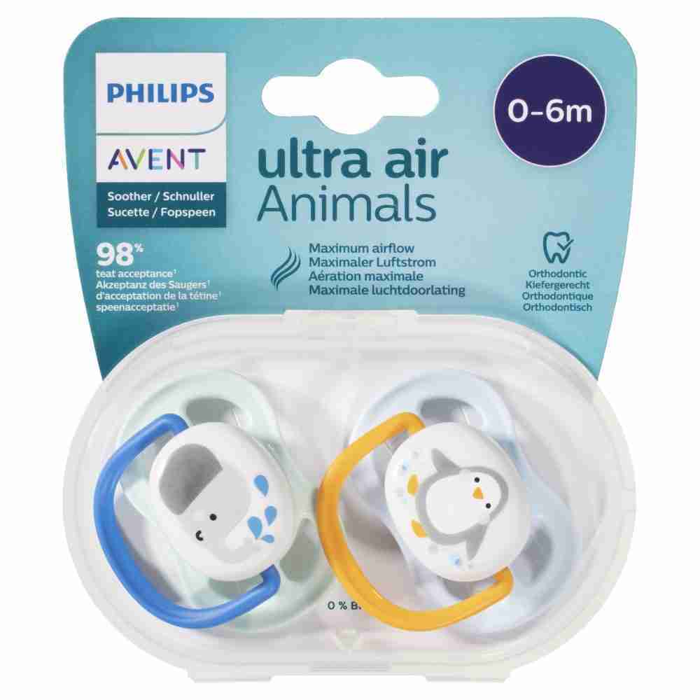Avent Ultra Air Soother 0-6months Animal 2pk
