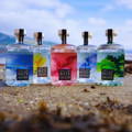 Bouteilles de Gin gamme complète de la distillerie Isle of Bute Gin sur l'île de Bute au sud des Highlands d'Ecosse