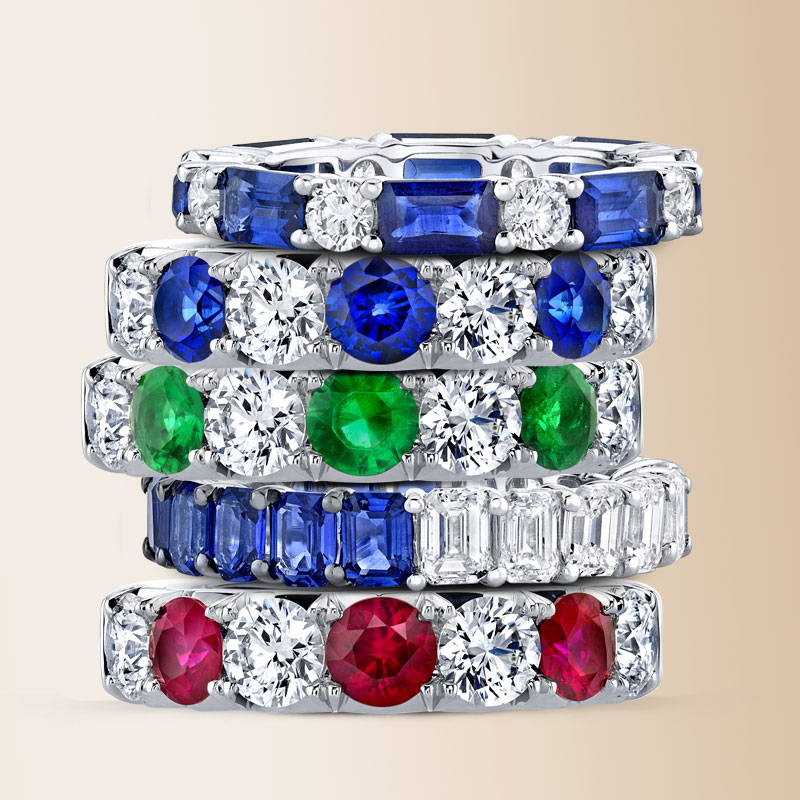 diamond and gemstone wedding bands