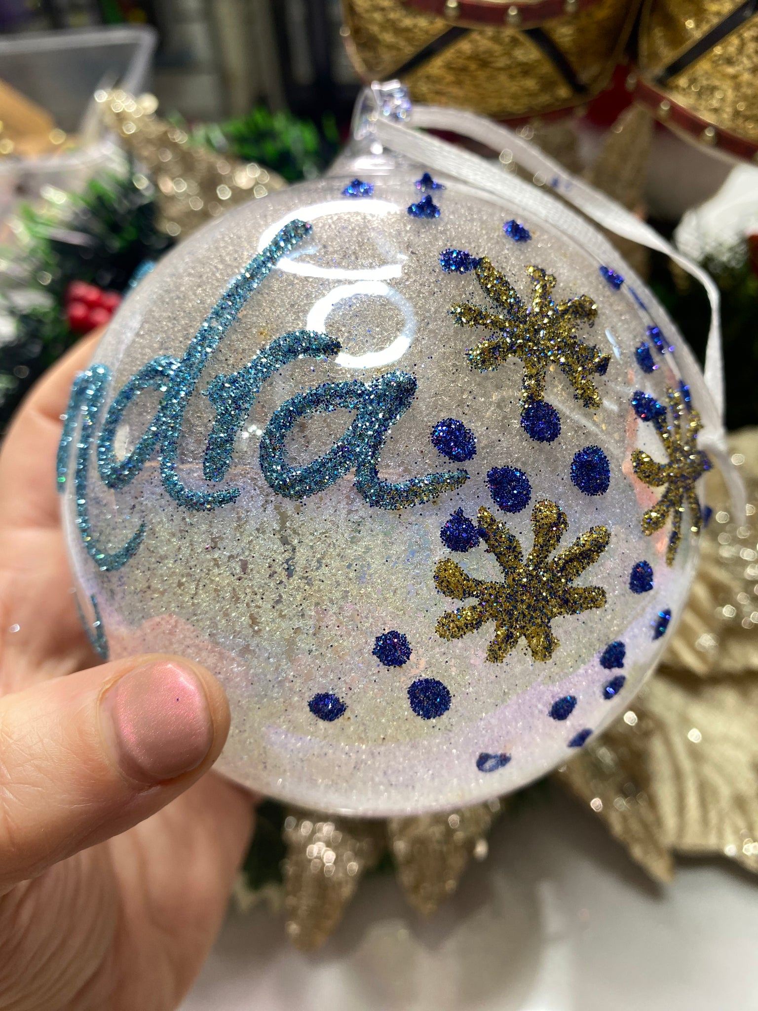 Glass Frosted Rainbow Bauble 100mm - Image 4