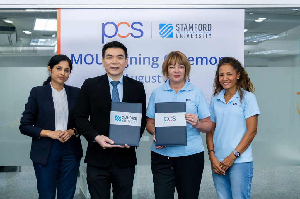 Ann Rogers-Bell welcomes Acting President of Stamford International University to PCS head office
