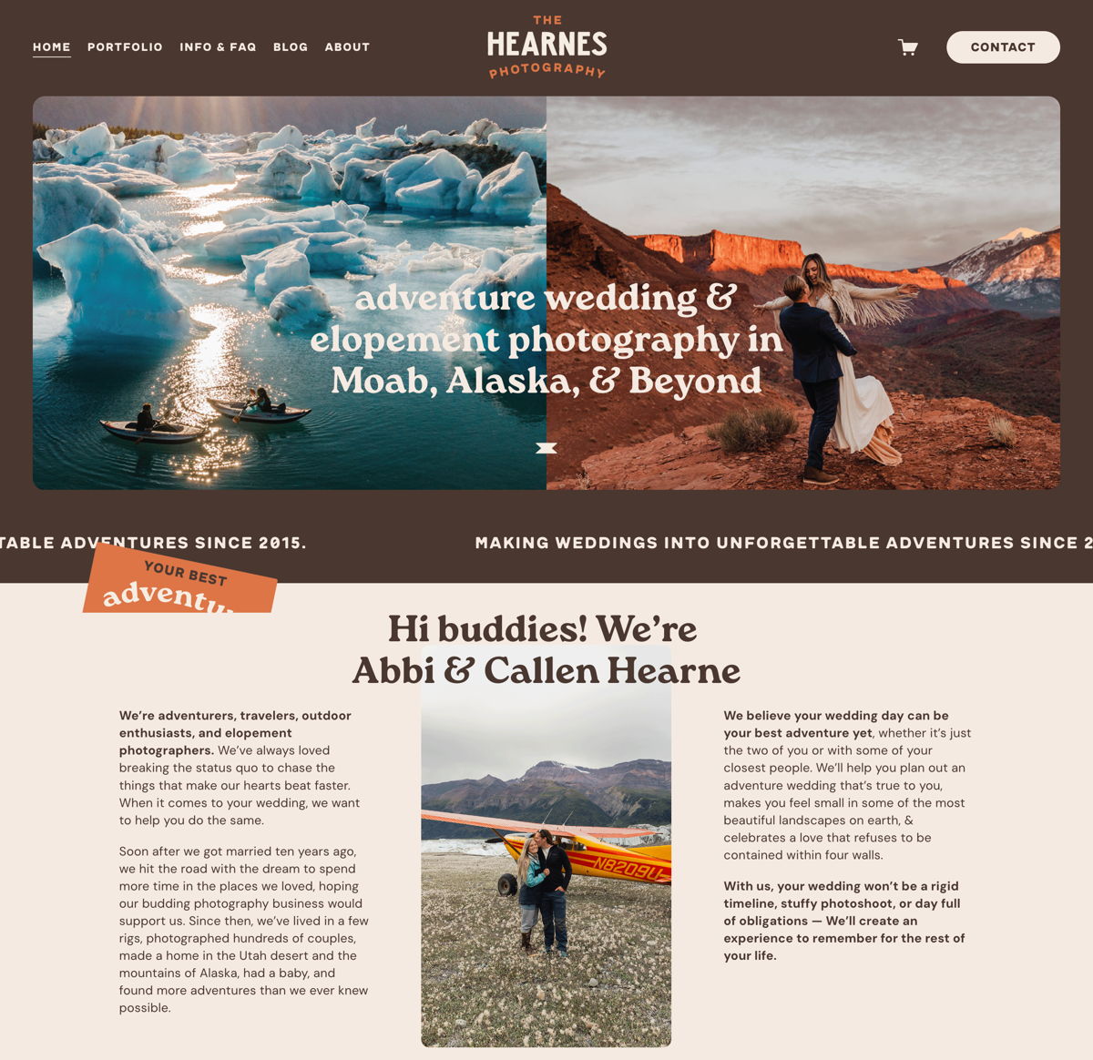 Screenshot of The Hearnes , from the squarespace photography websites collection.
