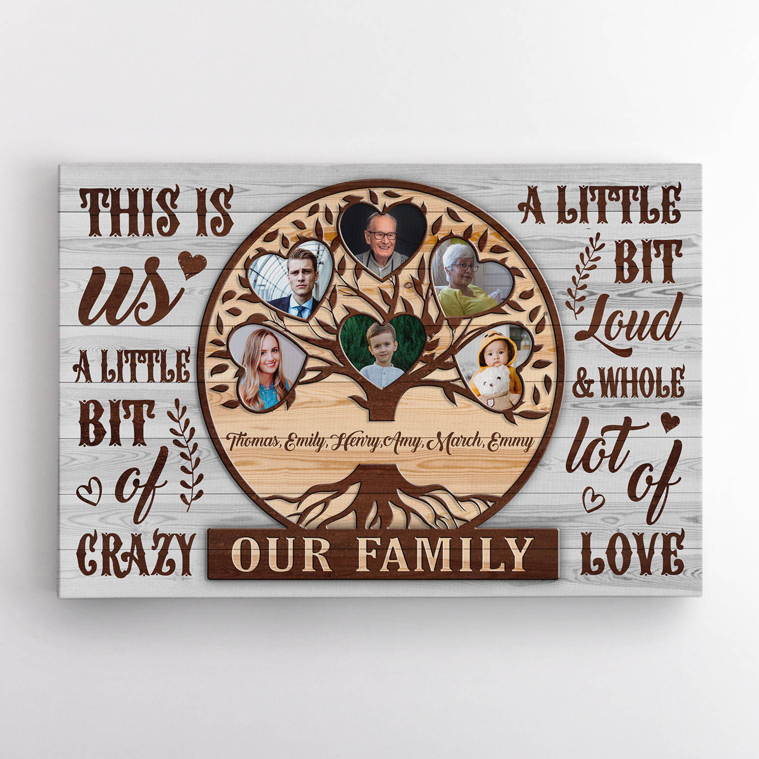 Your family is a big one that grandma and grandpa are the lead. So, why not pick this creative and modern Family Tree Custom Photo Canvas to send your love to them. The uniqueness, elegant style, and durable material of this canvas will not let you down. Get your family album out, pick your favorite photos, and make happy grandparents day memories today!