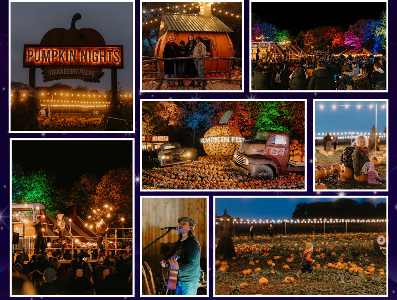 Experience Pumpkin Nights at Strawberry Fields, Lifton – glowing twilight pumpkin patch, live music, entertainment & fire show. A magical autumn evening in Devon!