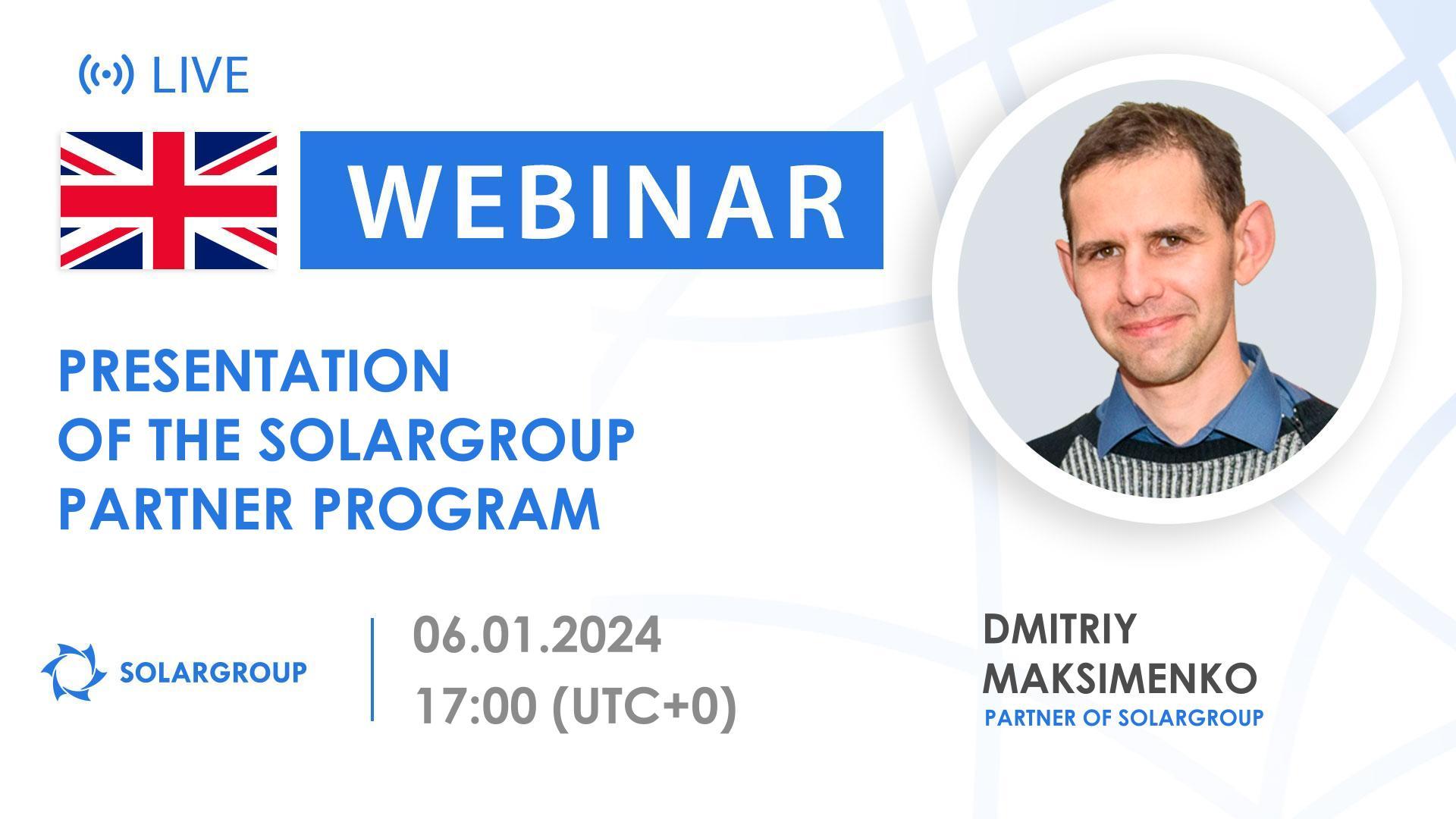 English. Presentation of the SOLARGROUP partner program