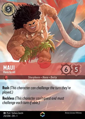 Maui card from Disney's Lorcana: The First Chapter.