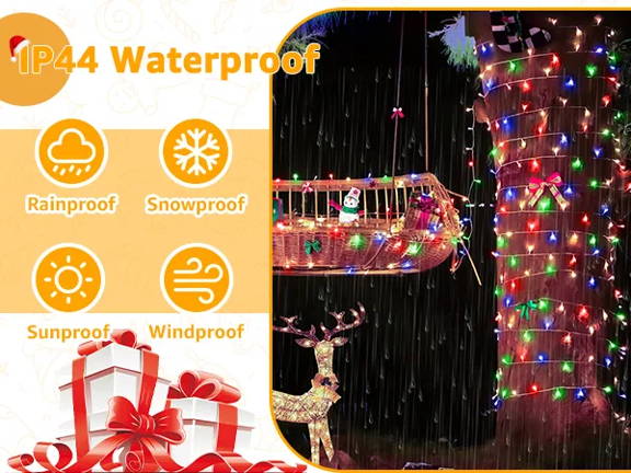 Features of Ollny's 800 leds clear cable cool white string lights - mobile size