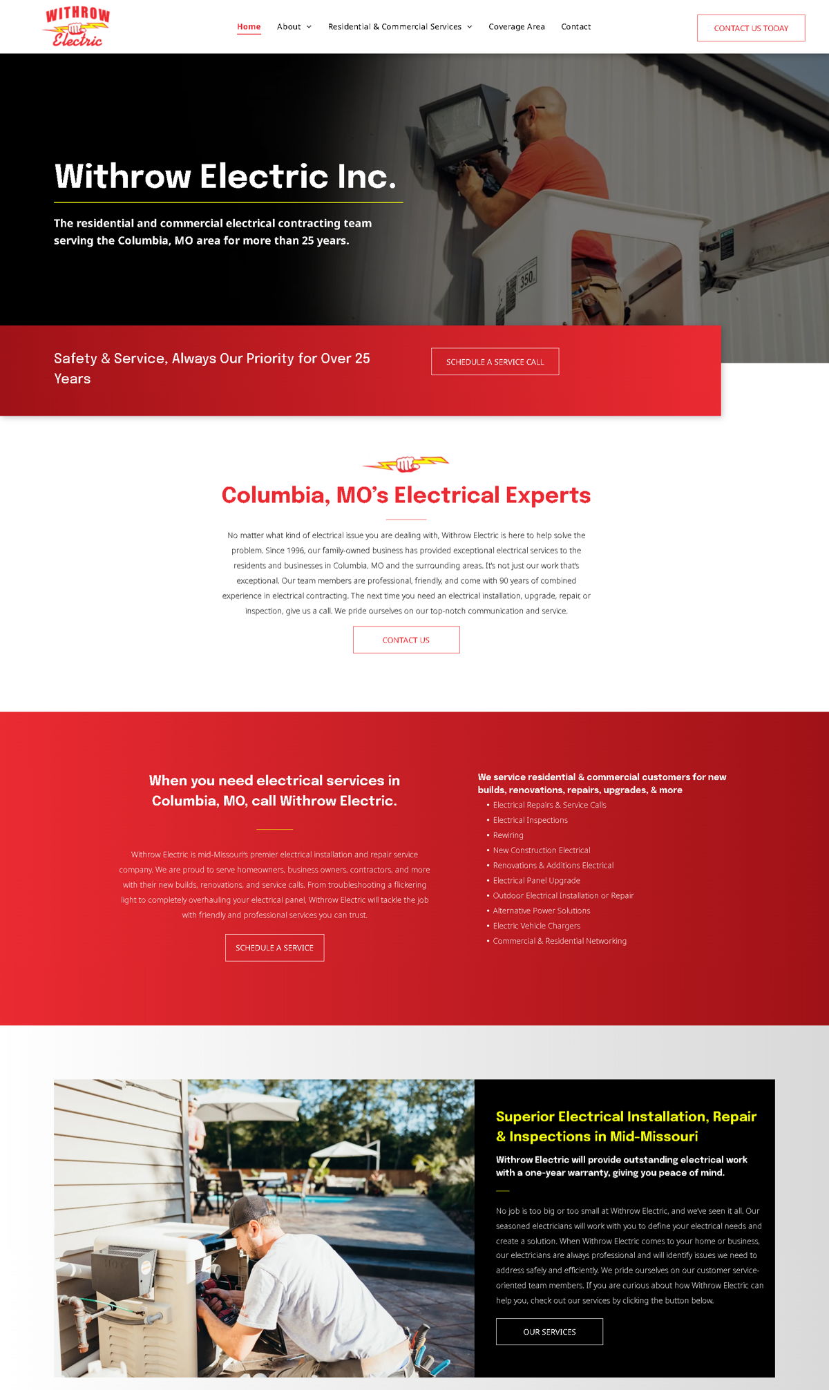 Screenshot of Withrow Electric, from the homepage examples collection.