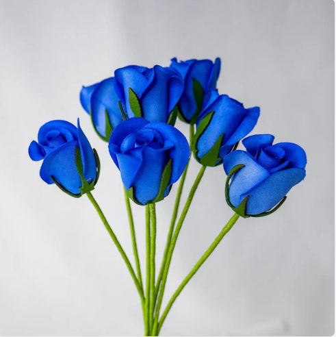 Blue Velveteen Rose Bud - Realistic Artificial Flowers - Image 2