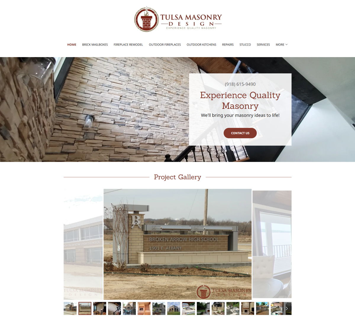 Screenshot of Tulsa Masonry Design, from the wordpress websites collection.