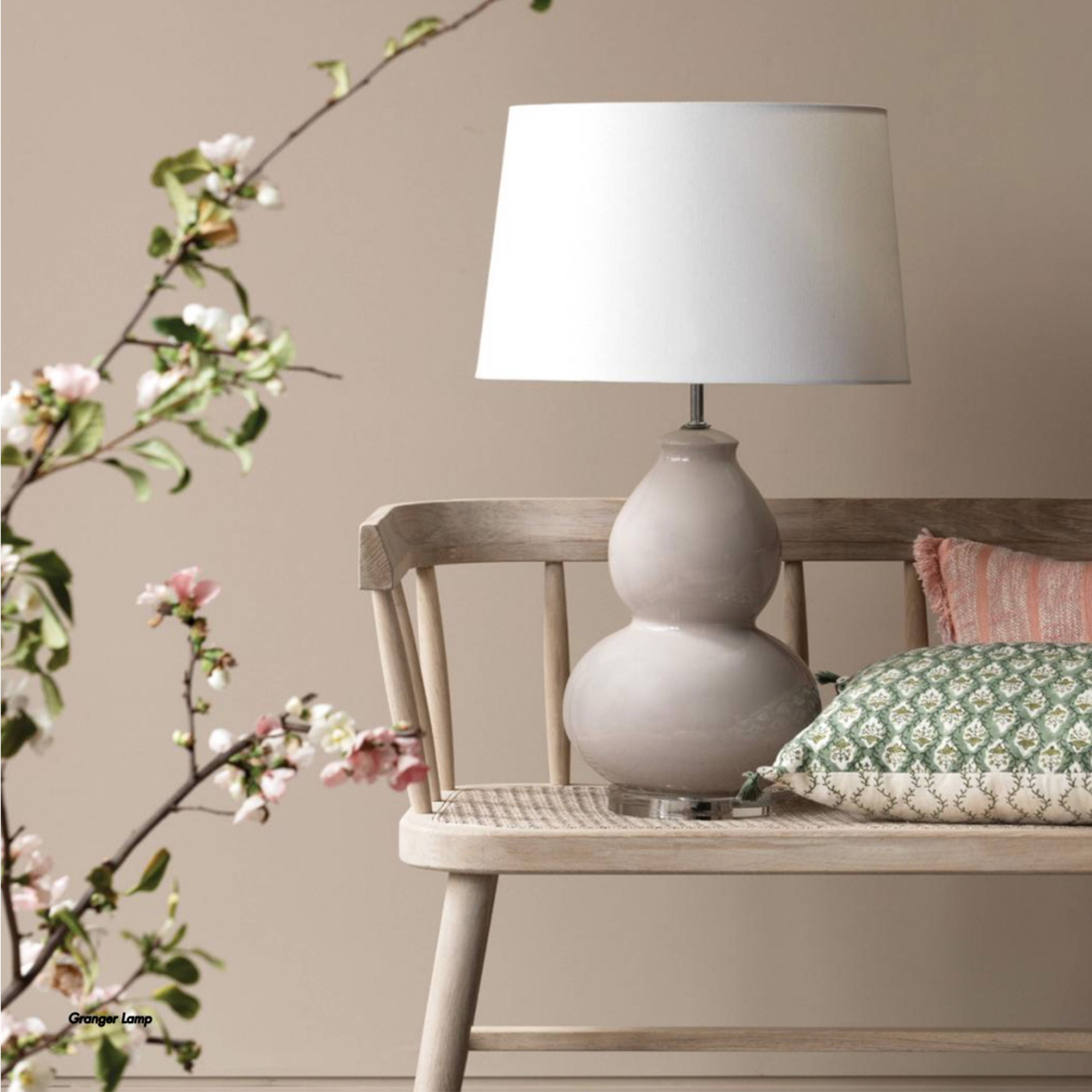 Bench Seat by Canvas and Sasson - A styled image with bench seat, lamp and cushions by Canvas and Sasson