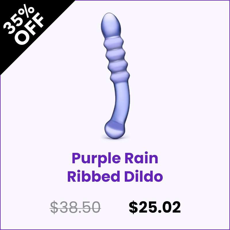 Glas Purple Rain Ribbed Glass Dildo