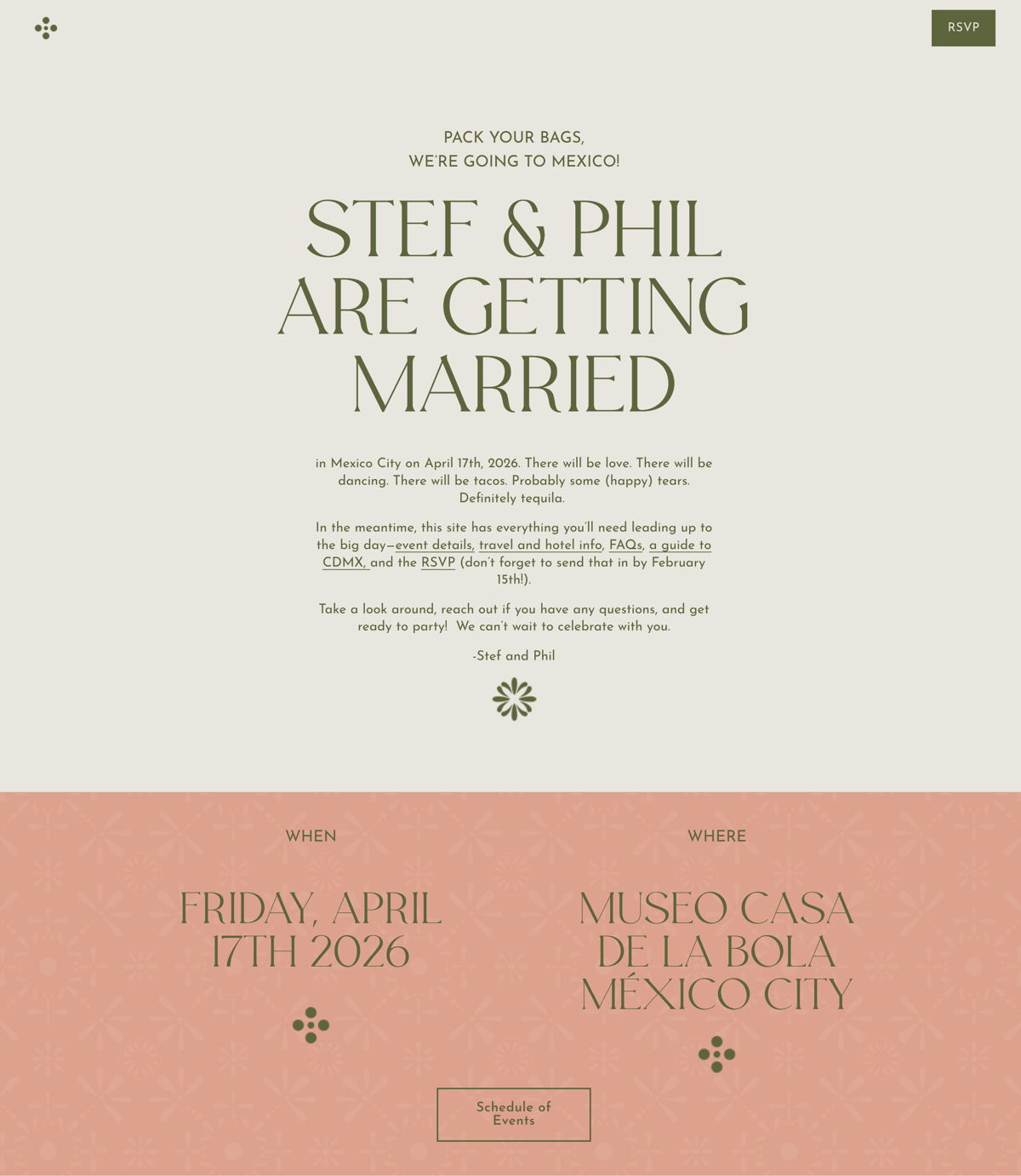 Screenshot of Stef & Phil, from the wedding websites collection.