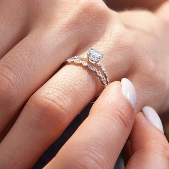 moissanite pear shaped engagement ring