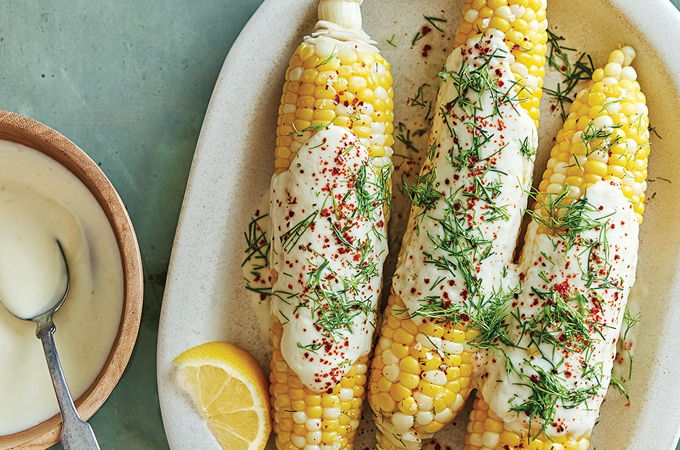 Corn with Garlic and Fennel Cream