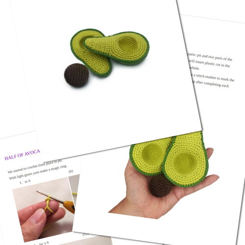 ABACATE padrão de crochê PDF - Amigurumi Toy Crochet Play Food Soft Toy Pattern Vegetables Food Pattern Easy Crochet Pattern Tutorial