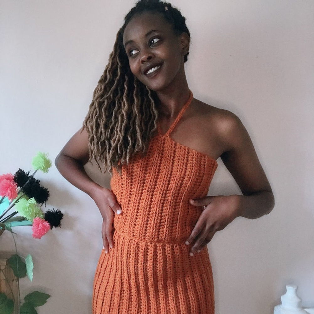 DELCY Crochet dress, Ribbed Crochet dress pattern, Midi length dress, Tube top crochet pattern,