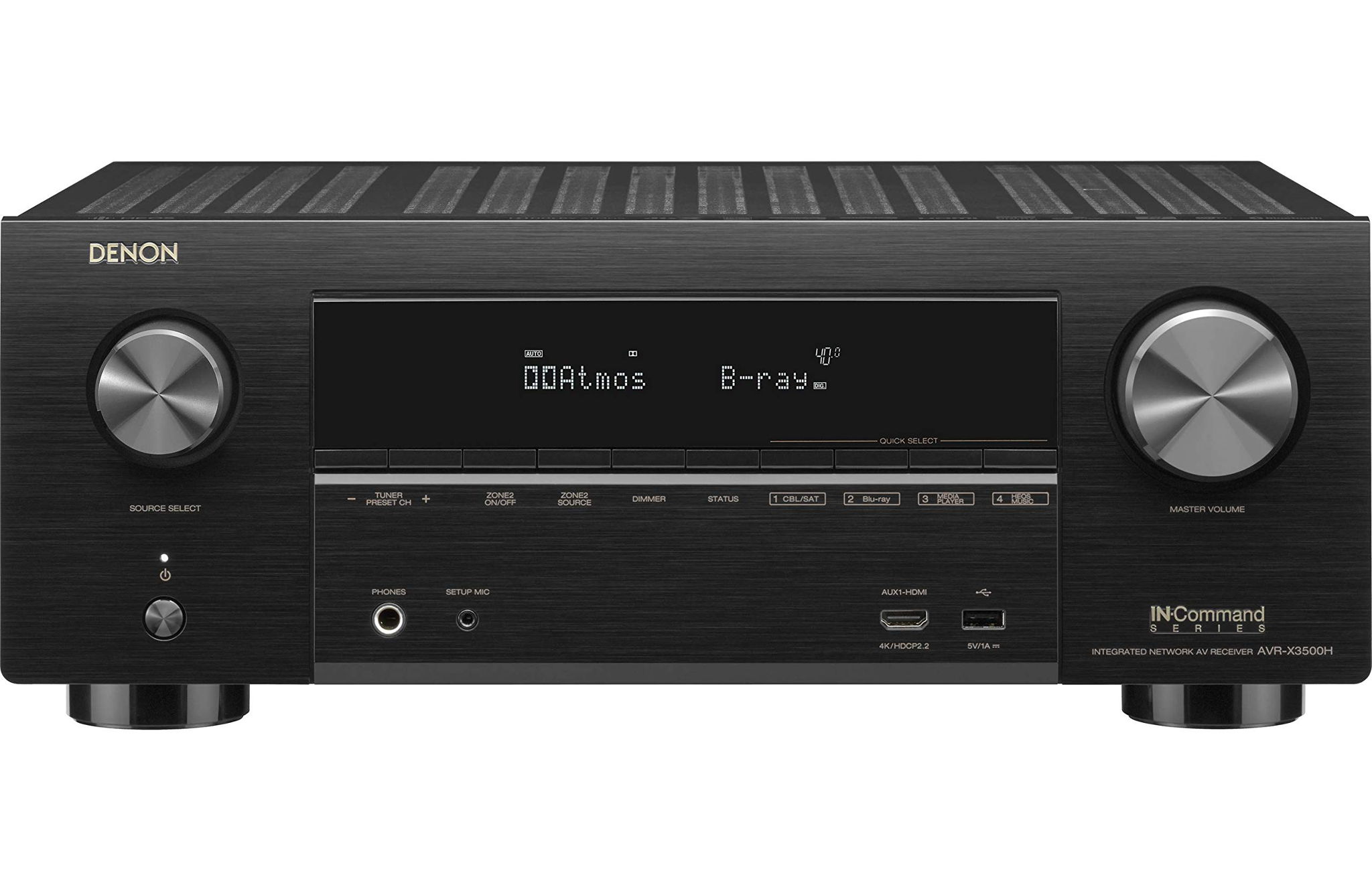 Denon AVRX3500H receiver (2018) vs Yamaha RXV485 AV receiver (2018) Slant