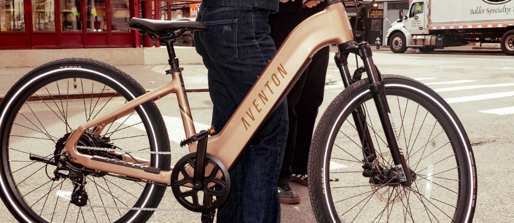 an Aventon electric bike in the city