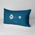 custom pet paw and nose print throw pillow in midnight blue