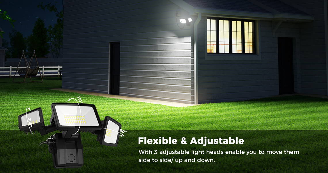 55W LED Outdoor Lights with Plug Flexible Heads