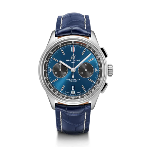 Premier B01 Chronograph 42 Stainless Steel / Blue / Croco / Pin
