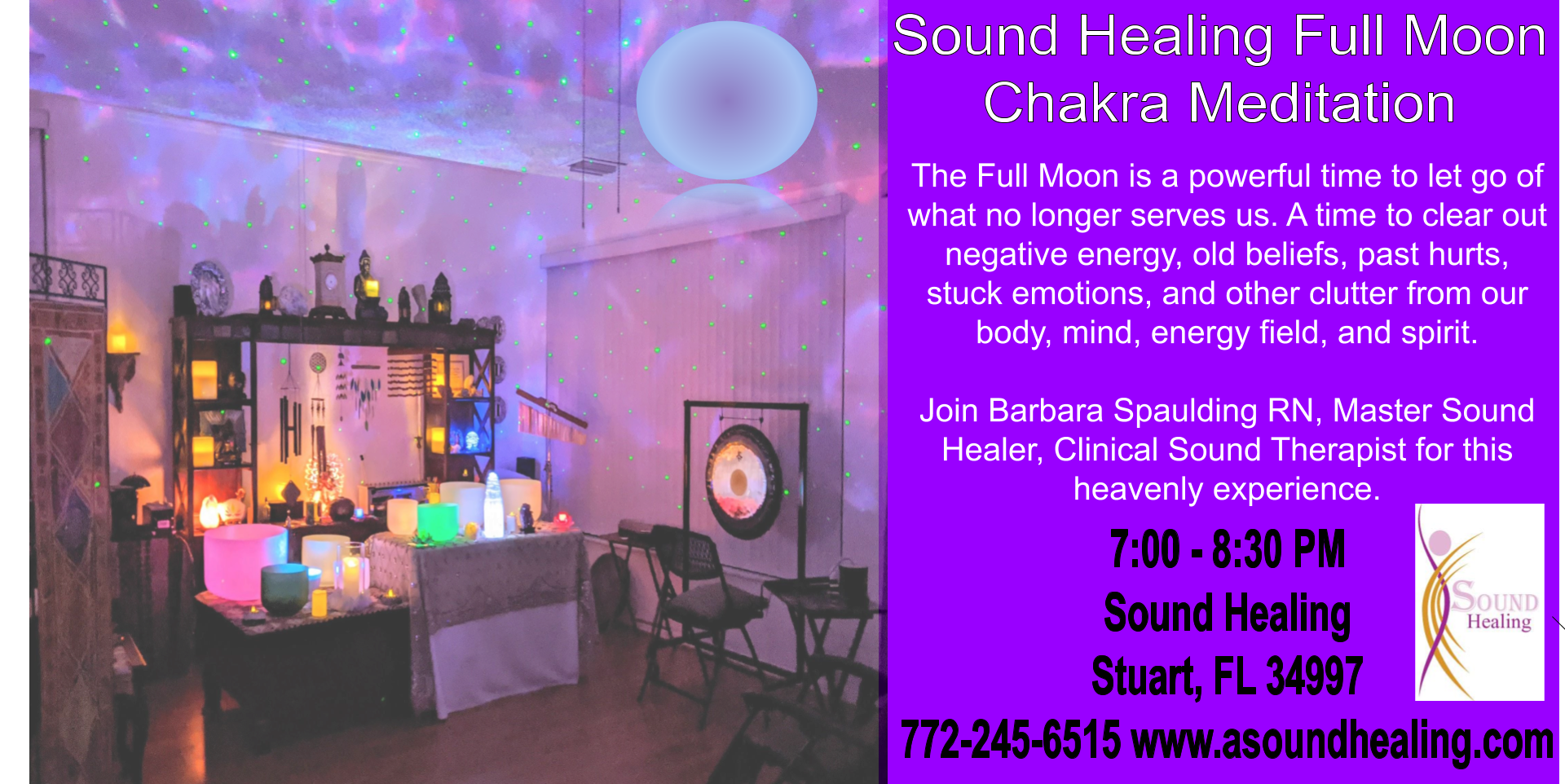 Sound Healing Full Moon Chakra Meditation promotional image