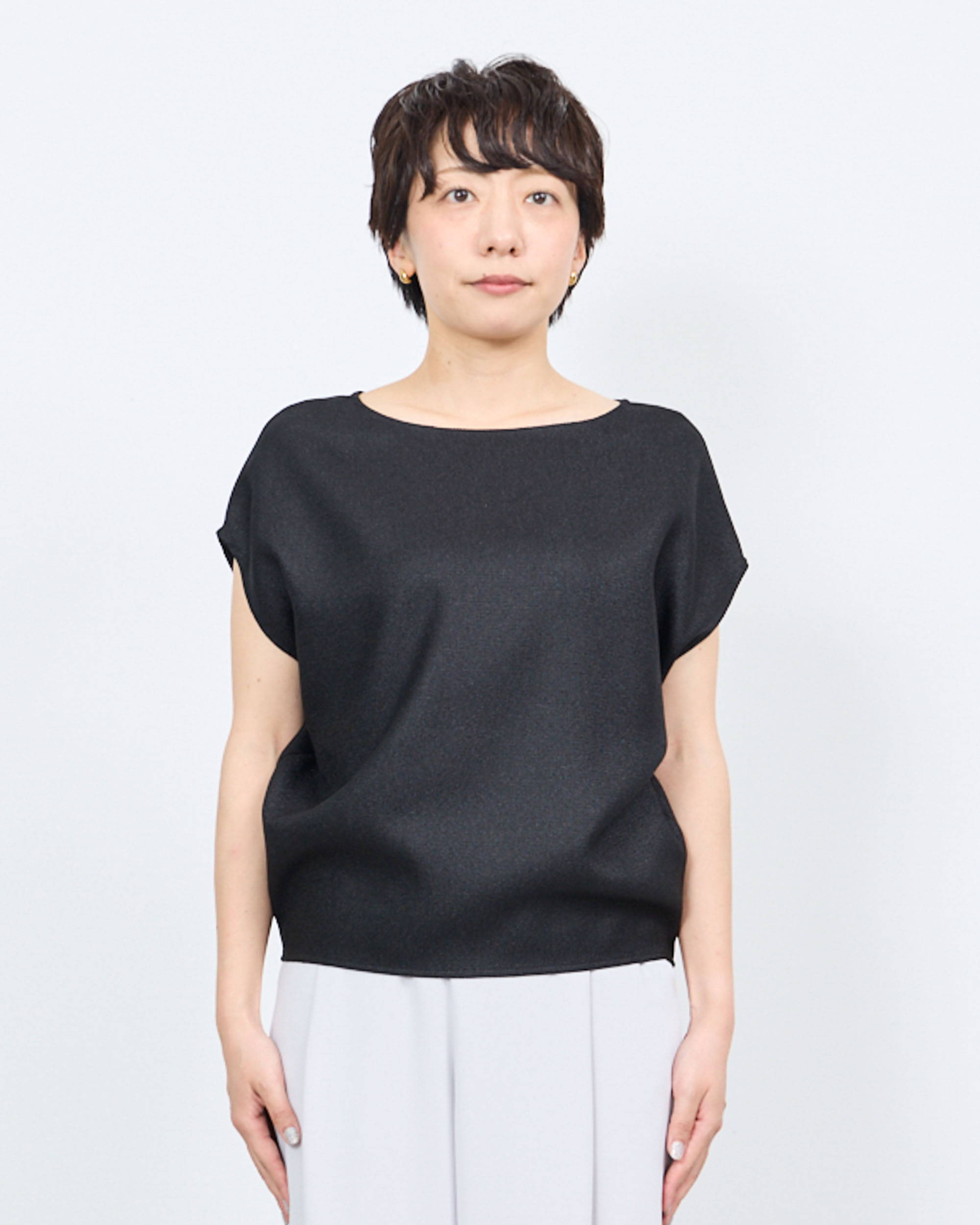 アンソフィー UN-SOPHIE チュール切替ストレッチカットソー UV210301 ブラック サイズ：フリーサイズ un-sophie