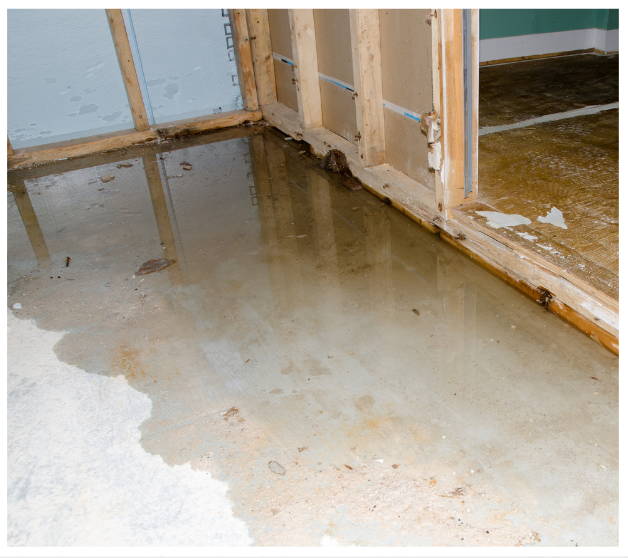 Water intrusion damage in concrete basement