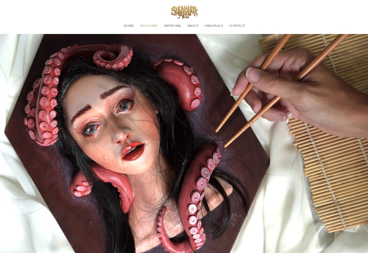 Screenshot of Shumaker Art, from the sculptor portfolios collection.