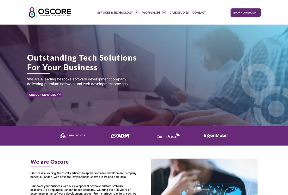 Screenshot of Oscore , from the purple websites collection.