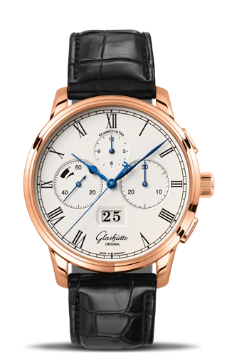 Senator Chronograph Panorama Date Red Gold / Silver / Alligator / Folding