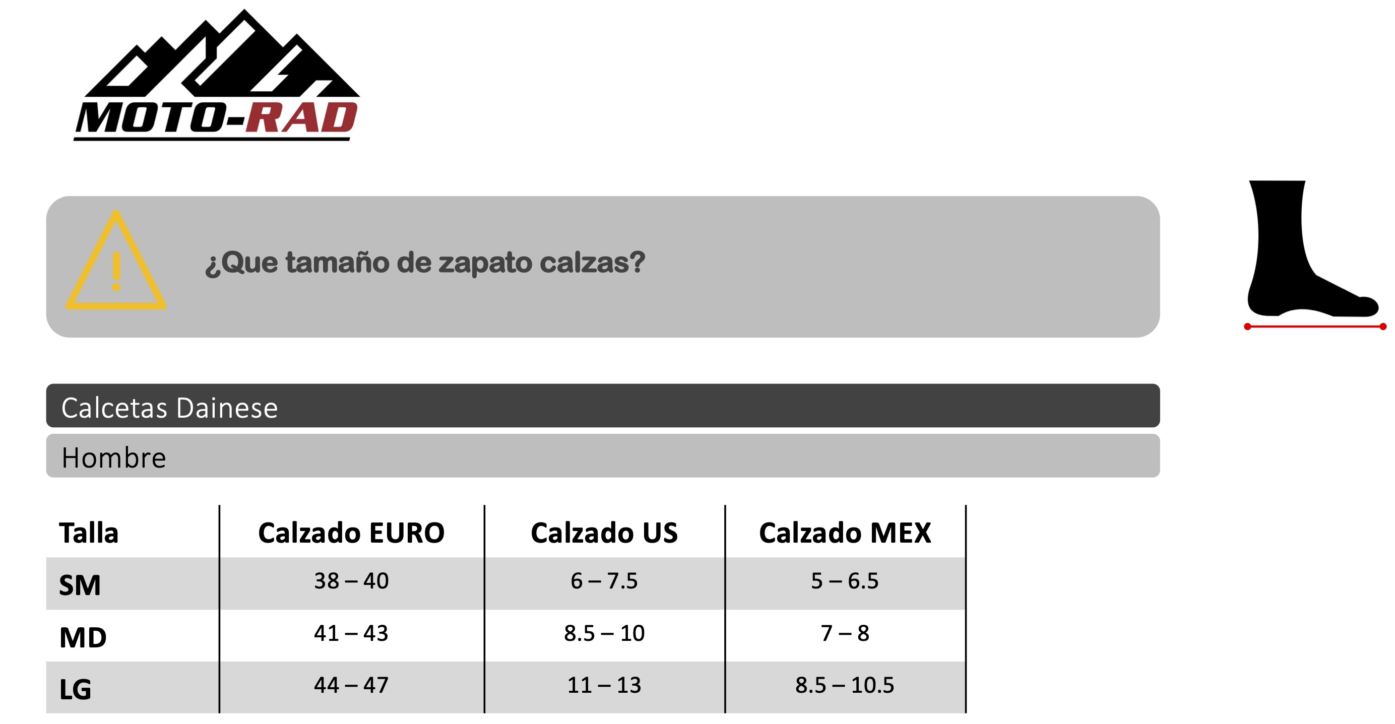 Guia de Tallas Ropa Térmica Dainese