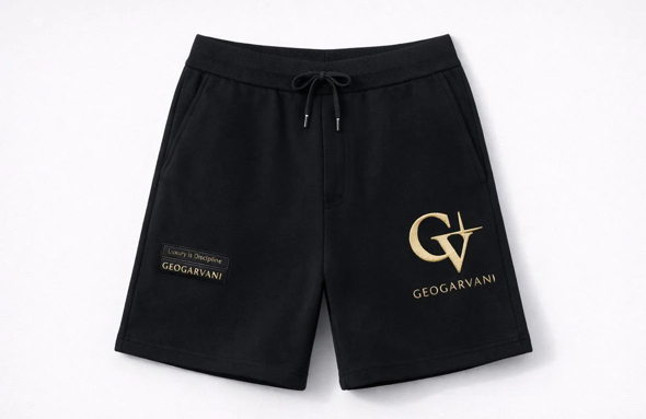 GEO-GOLD CREST SHORTS – BLACK
