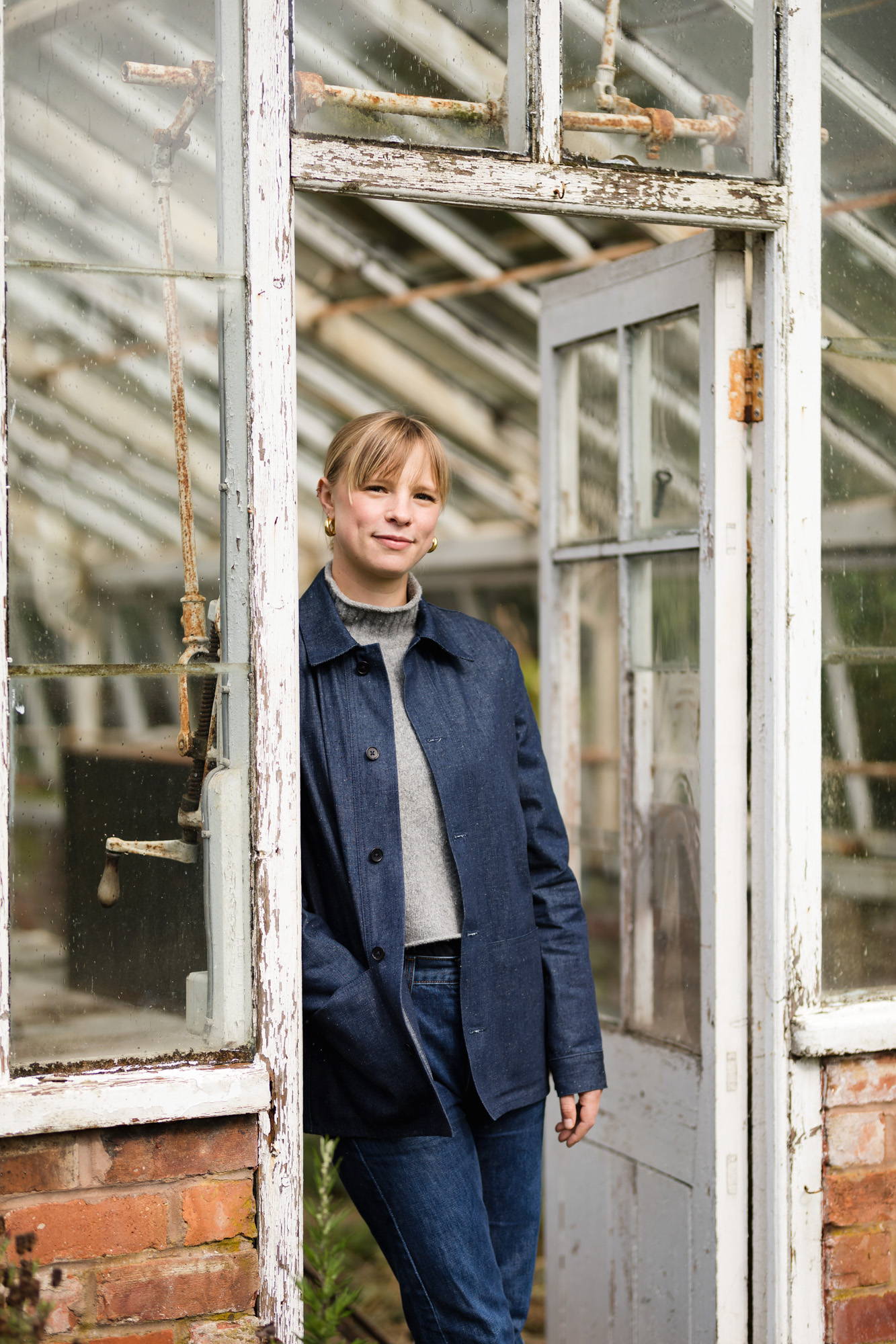 Xanthe Gladstone in a Wood & Meadow Gardener Jacket