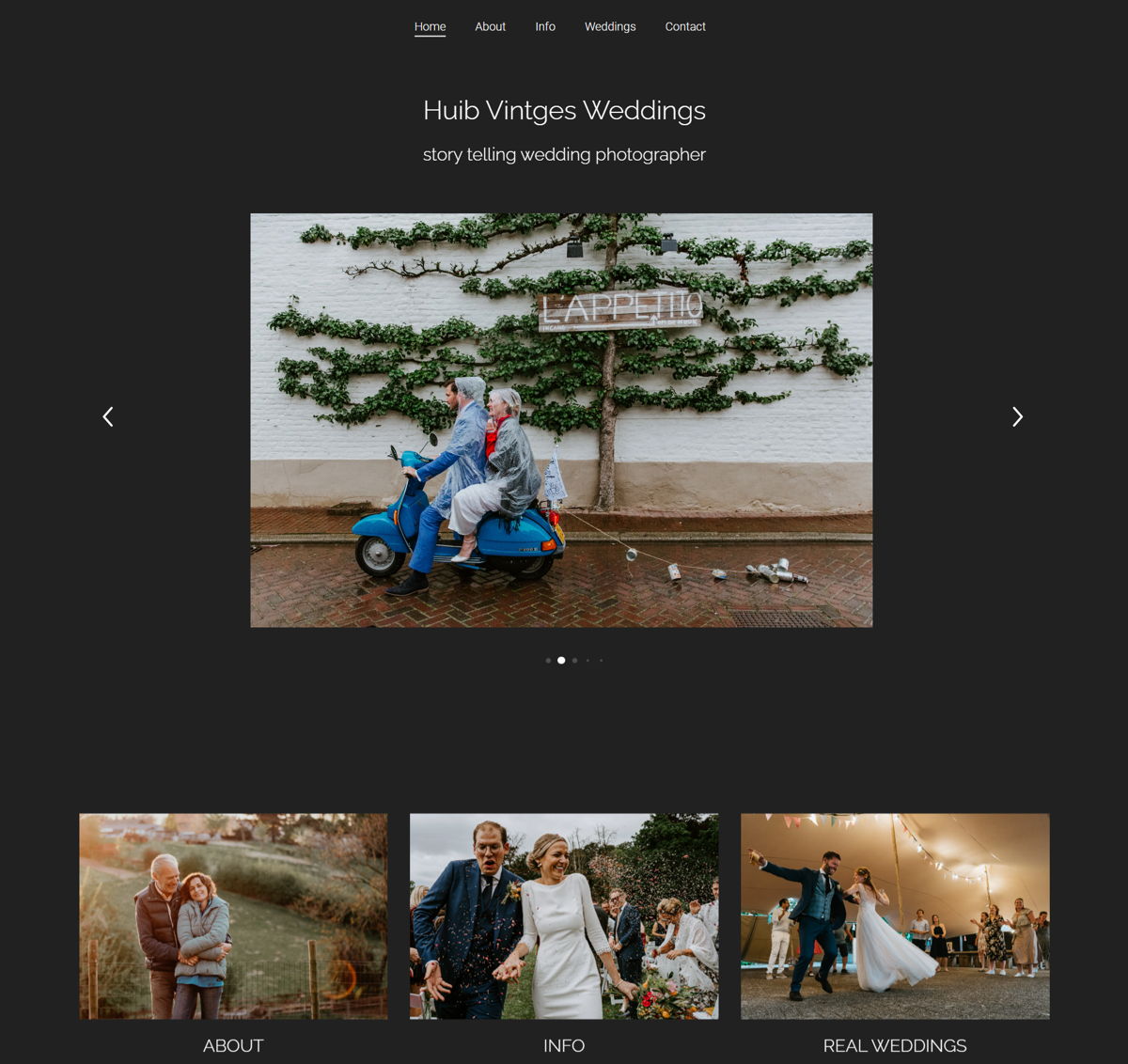 Screenshot of Huib Vintges Wedding Photographer , from the jimdo websites collection.