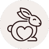 Bunny rabbit with a heart icon on a linen circle