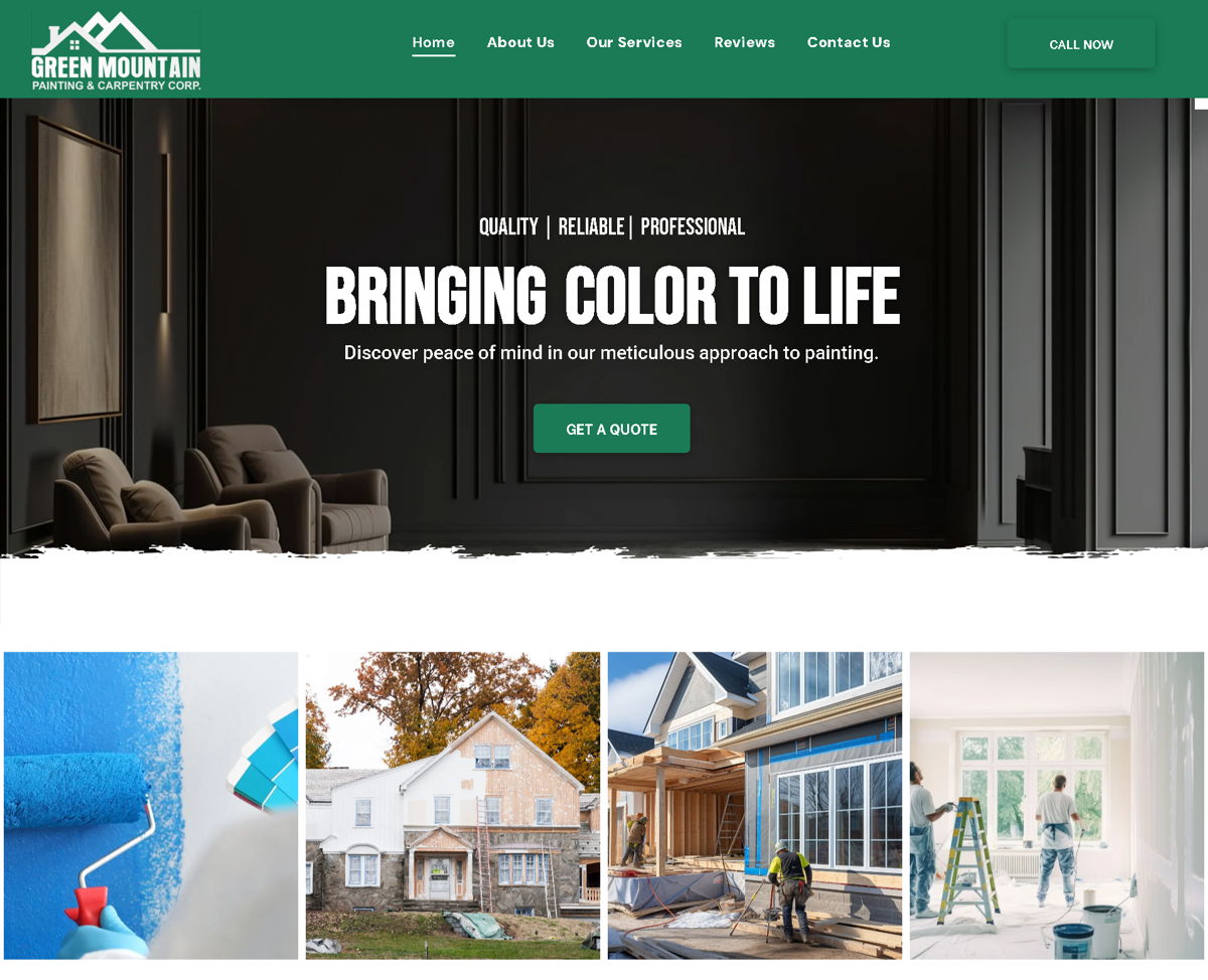 Screenshot of Green Mountain Painting & Carpentry.corp , from the carpentry websites collection.