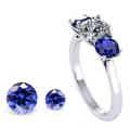 Diamond trilogy ring with blue sapphires - Pobjoy Diamonds 