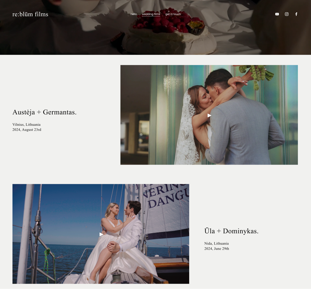 Screenshot of re:blum films, from the videography websites collection.