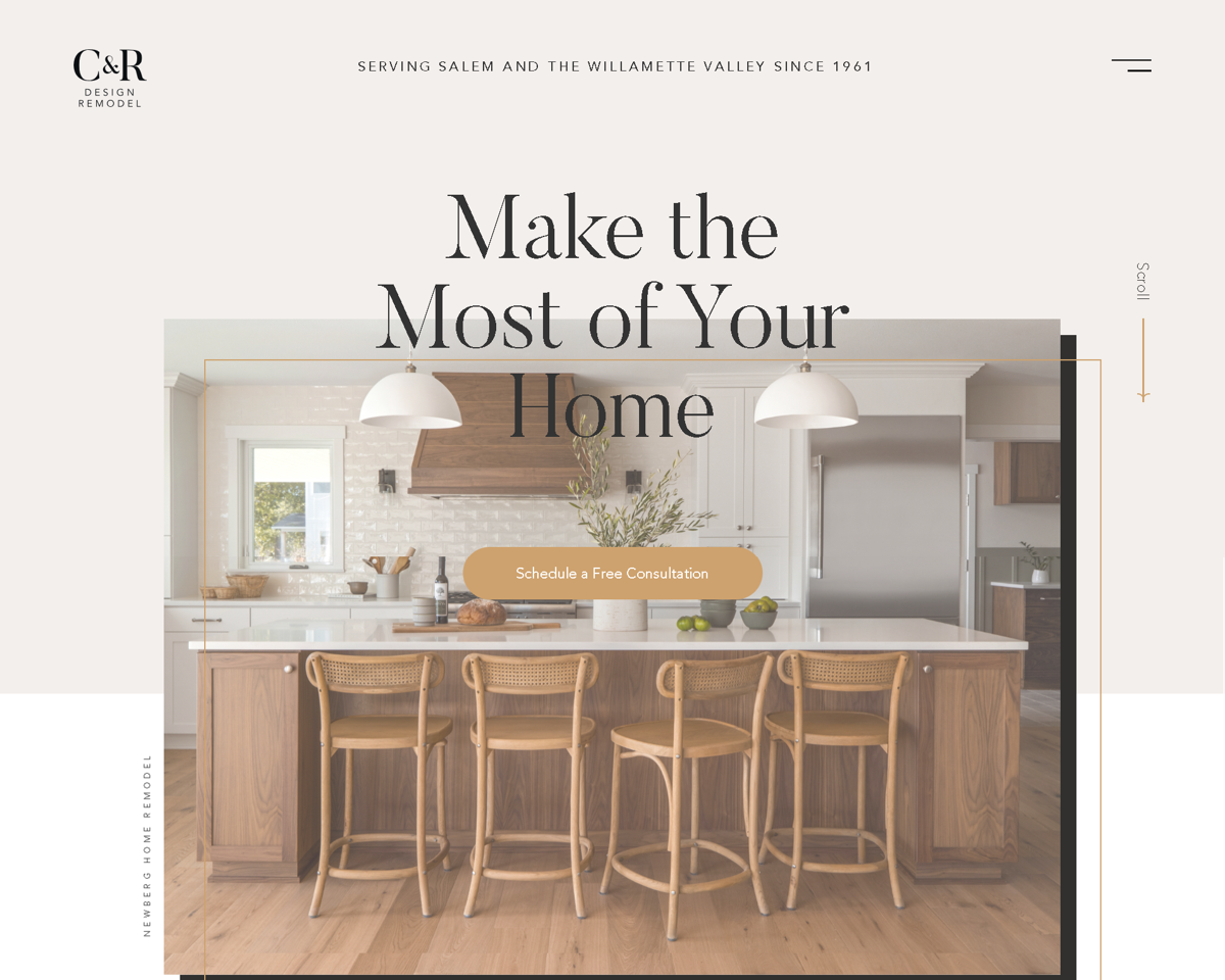 Screenshot of C&R Design Remodel, from the remodeling websites collection.