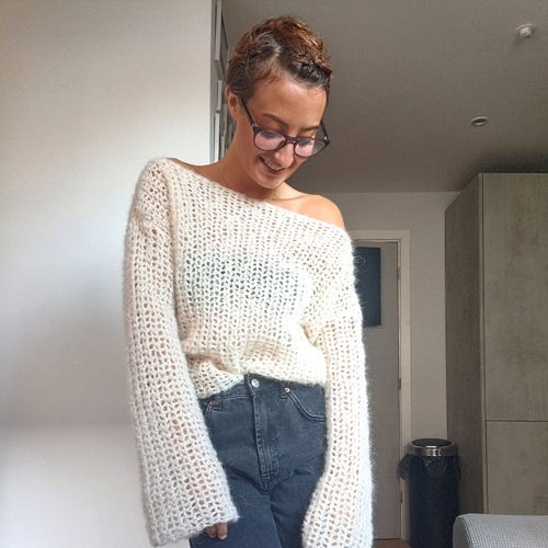 Van de schouder mohair trui - haakpatroon